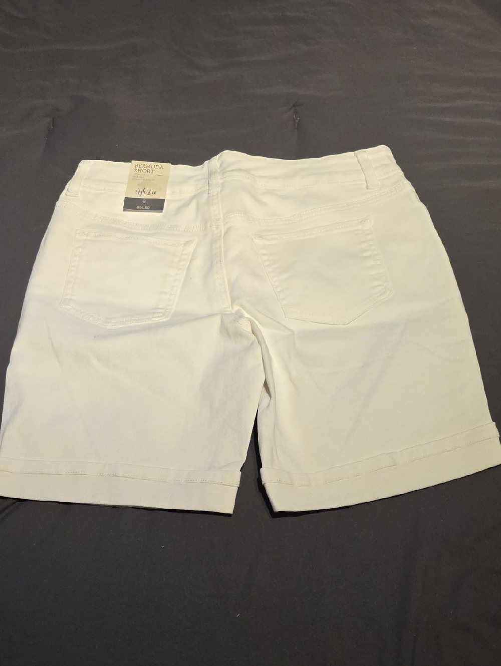 Style & Co. White Bermuda Shorts with Back Pockets